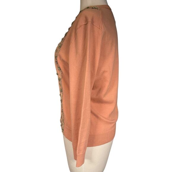 Tracy Reese Peach 3/4 Sleeve Cotton-Blend ButtonUp Cardigan Size Large Feminine - Picture 5 of 9